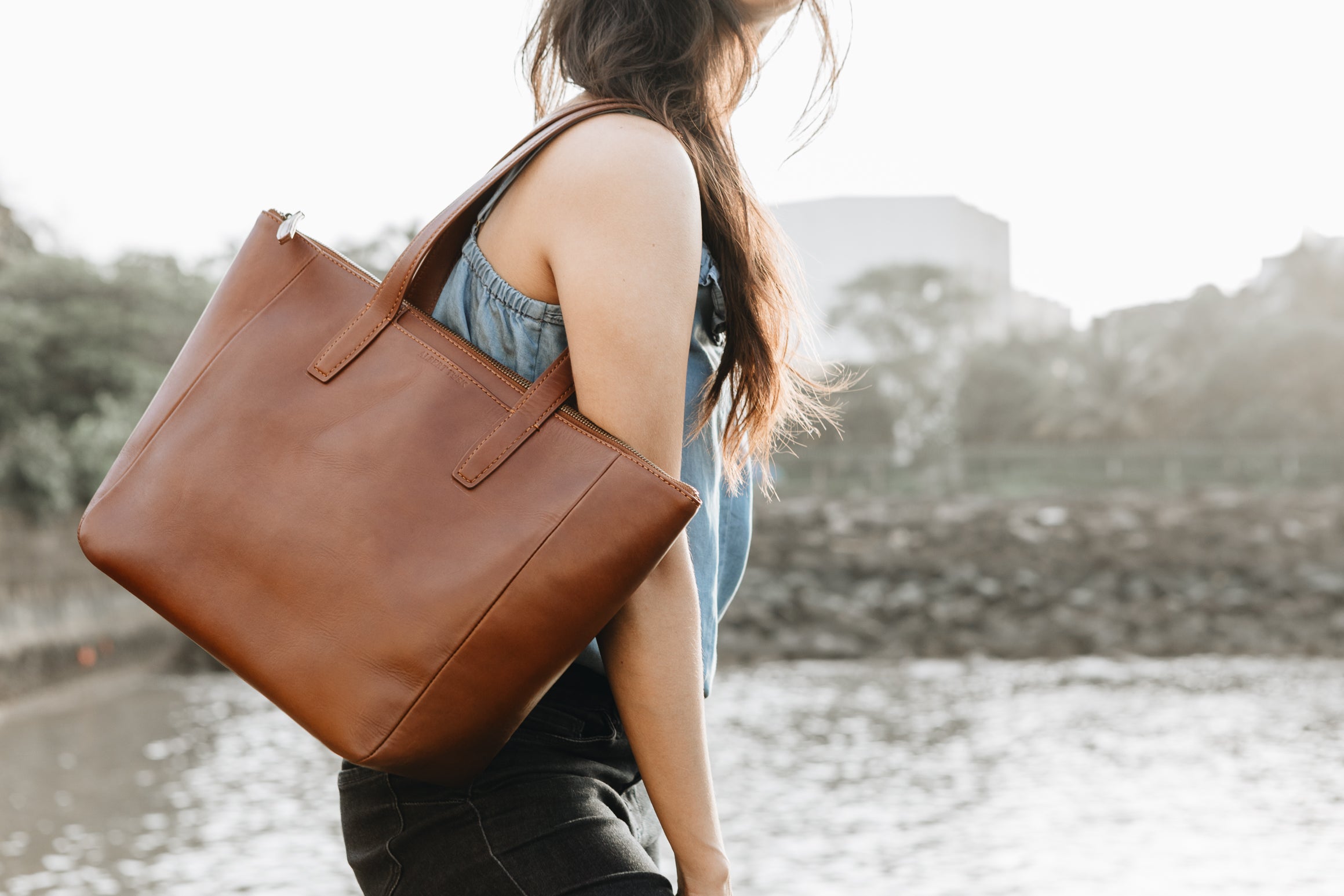 Handmade Undyed Leather Tote Bag - Galen Leather